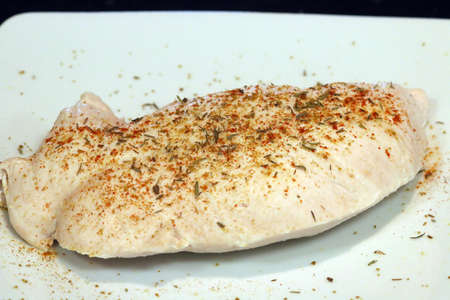 Sport diet food. Turkey sirloin boiled with spices.の写真素材