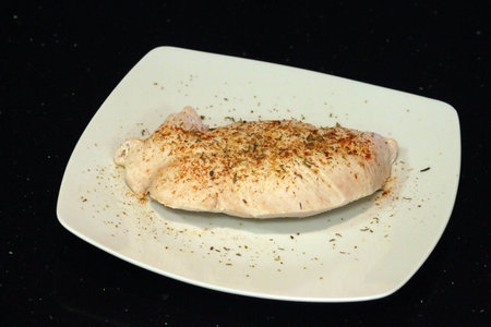 Sport diet food. Turkey sirloin boiled with spices.の写真素材