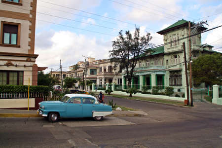 An old classic american car in the street of Havana, Cuba.のeditorial素材