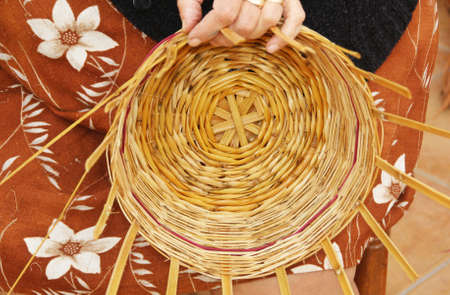Traditional cane handicraft in Sanlucar de Guadiana (Spain).の写真素材