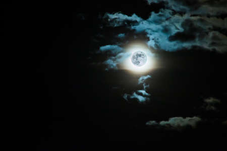 Moon and clouds night background, Halloween night.
