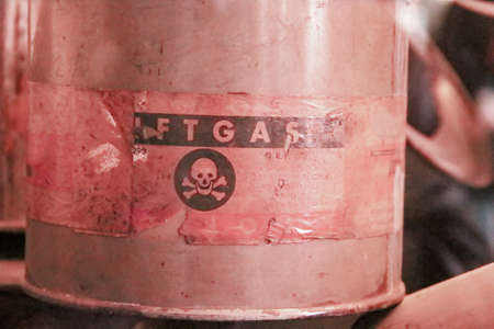 Auschwitz I concentration camp in Oswiecim, Poland. Gas cans used in the concentration camp called...