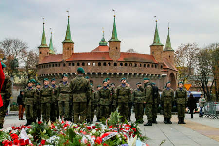 Krak?w / Poland; 11/11/2016. Military events in front of the Grunwald monument in Matejko square...