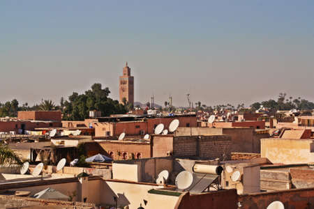Koutoubia Mosque and rooftops of Marrakech (Morocco).の写真素材