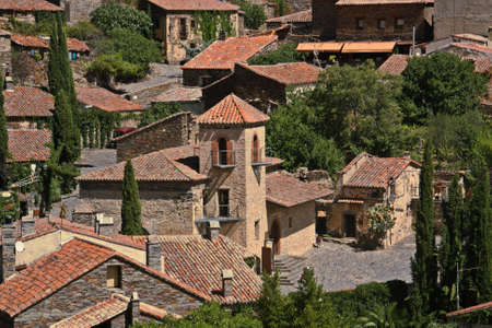 Bell tower and church of Saint Joseph (San José) in Patones de arriba, small village from Madrid, Spain.のeditorial素材