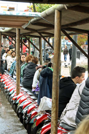 Moped seats so you can sit and eat what you have bought at Camden Town fast food restaurants....