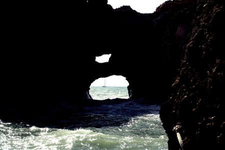 Backlit in Ponta da Piedade (Translation; Pity Cape), Coastline of Lagos, Algarve, Portugal. Natural...