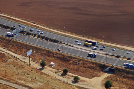 San Fernando de Henares, Spain; 07 09 2018: M-50 road passing through San Fernando de Henares in the...