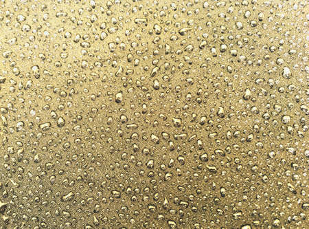Raindrops on the cloth of an umbrella. Close-up of the small pearl-like drops.