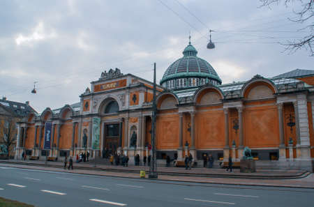 Copenhagen, Denmark; 02 14 2016. The museum, Ny Carlsberg Glyptotek, in Copenhagen. Facade and dome of the building on a cloudy winter day.のeditorial素材