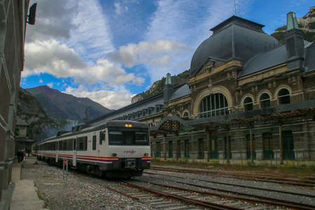 Canfranc, Spain; 06 15 2016.The International Canfranc station is a railway station located in the municipality Spanish of Canfranc (Huesca), close to the border with France. It was inaugurated in 1928.のeditorial素材