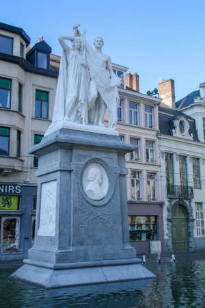 Ghent, Belgium; 04 28 2016. Statue in honor of the flemish movement. It was built by artist Jan Frans Willems.のeditorial素材