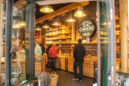 Amsterdam, Holland; 04 30 2016. Amsterdam cheese company store in Nieuwendijk street 180, Amsterdam,...