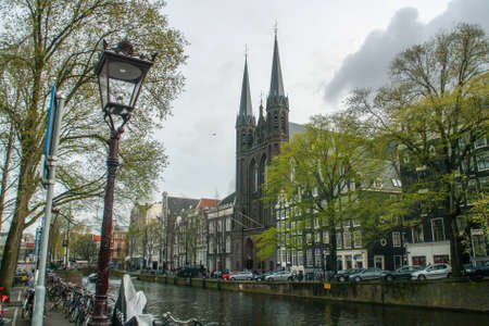 Amsterdam, Holland; 04 30 2016. De Krijtberg Kerk (English: Catholic Church of Saint Francis Xavier). It is a Roman Catholic church in Amsterdam, located at the Singel.のeditorial素材
