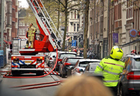 Amsterdam, Holland; 04 30 2016. The emergency services (police and fireman) expectant controlling a...