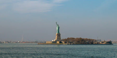 The Statue of Liberty in New York City, USA. It is one of the most famous landmarks in the world.の写真素材