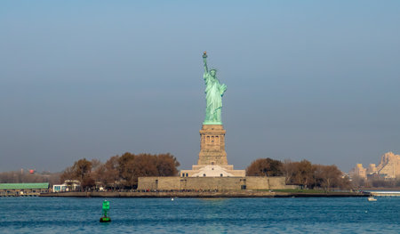 Statue of Liberty, Liberty Enlightening the World, United States. The famous New York statue located on Ellis Island. USA.の写真素材