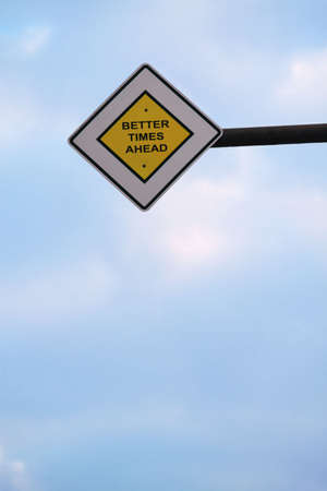 better time ahead sign on blue skyの写真素材