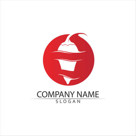 Red hot natural chili icon Template vector Illustrationのイラスト素材