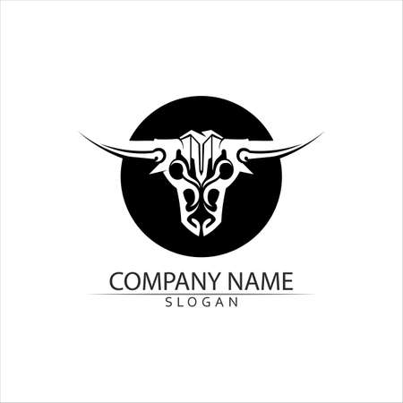 Bull horn and buffalo logo and symbols template icons appのイラスト素材