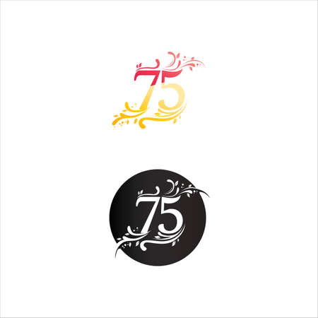 Happy New Year vector design and text number 75