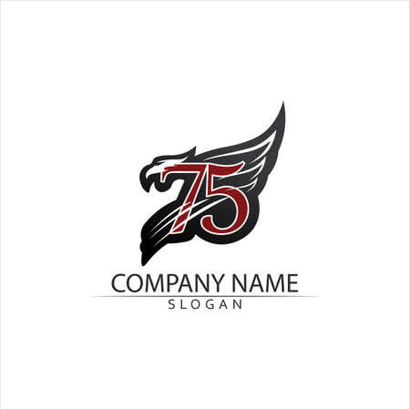 Happy New Year vector design and text number 75のイラスト素材