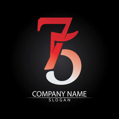 Happy New Year vector design and text number 75
