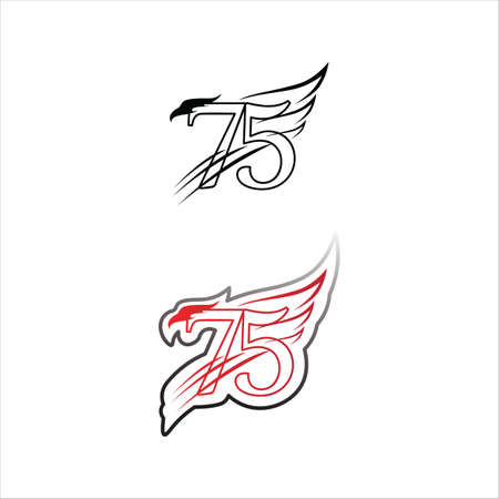 Happy New Year vector design and text number 75のイラスト素材