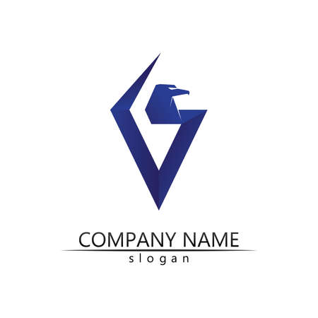 Falcon, eagle Logo and wings Template vector illustration design iconのイラスト素材