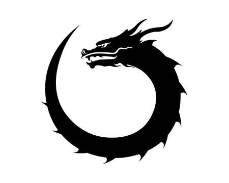 Head dragon flat color   template vector illustrationのイラスト素材