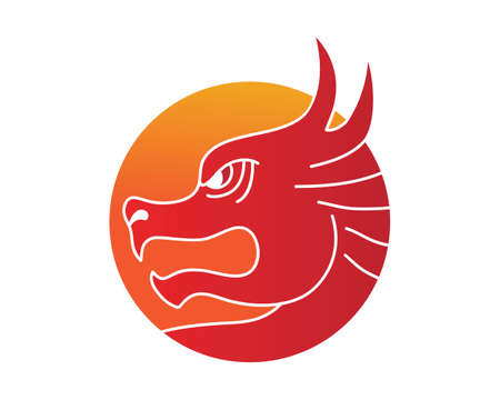 Head dragon flat color  template vector illustrationのイラスト素材