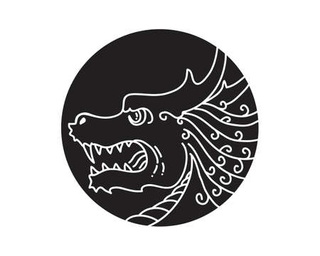 Head dragon flat color template vector illustrationのイラスト素材