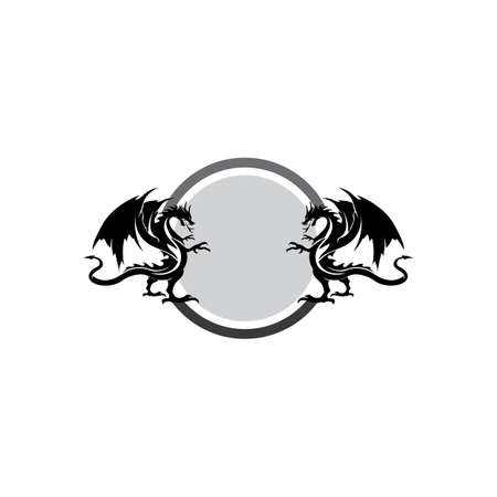 Head dragon flat color logo template vector illustrationのイラスト素材
