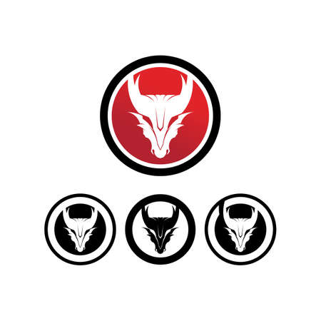 Head dragon flat color logo template vector illustrationのイラスト素材