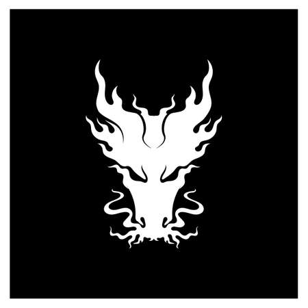 Head dragon flat color logo template vector illustrationのイラスト素材