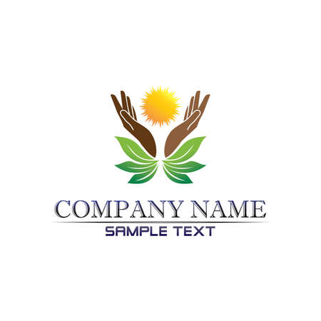 Tree leaf vector logo design eco friendly conceptのイラスト素材