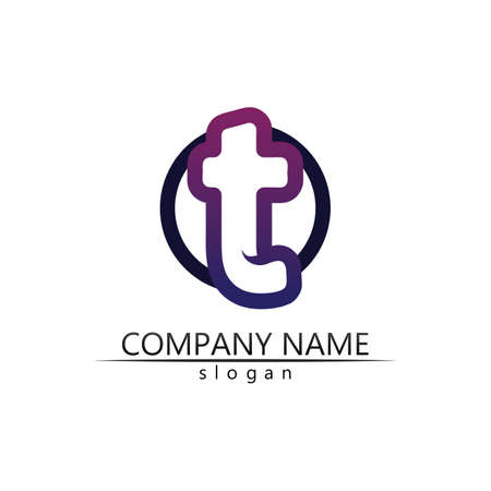 T letter, T   vector font alphabet design and icon Tのイラスト素材