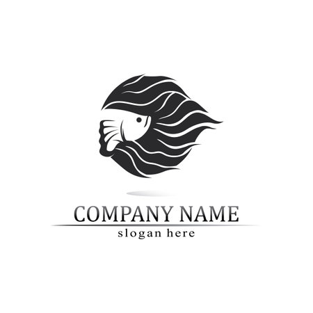 Fish animal aquatic logo beta fish design vector and illustrationのイラスト素材