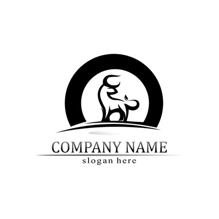 Bull horn and buffalo logo and symbols template icons appのイラスト素材