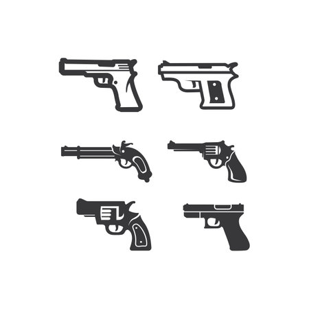 Gun  and Army soldier sniper shot vector Design Illustration military shot revolverのイラスト素材
