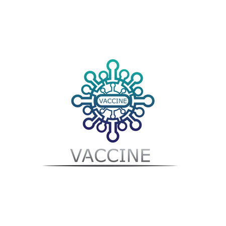 Vaccine logo medical vector antibiotic vaccination virus vaccine, design and illustration for health careのイラスト素材