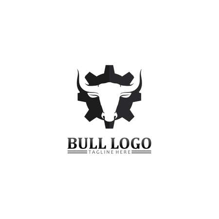 Bull buffalo head, cow, animal  mascot logo design vector for sport horn buffalo, animal, mammals, head logo, wild, matadorのイラスト素材