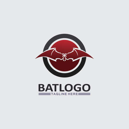 Bat logo animal and vector, wings, black, halloween, vampire, gothic, illustration, design bat iconのイラスト素材