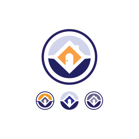 Building home logo, house logo, architecture, icon, residence and city, town, design and window, estate, business logo, vector homeのイラスト素材