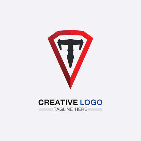 T letter, T logo vector font alphabet design and icon Tのイラスト素材