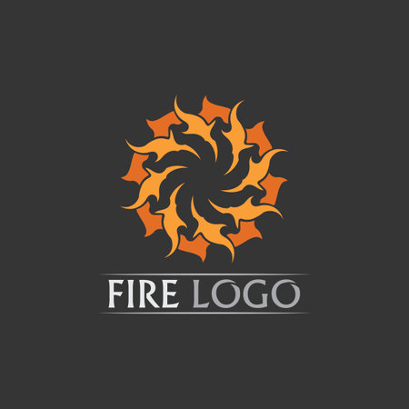fire logo and icon, hot flaming element Vector flame illustration design energy, warm, warning, cooking sign, logo, icon, light, power heatのイラスト素材