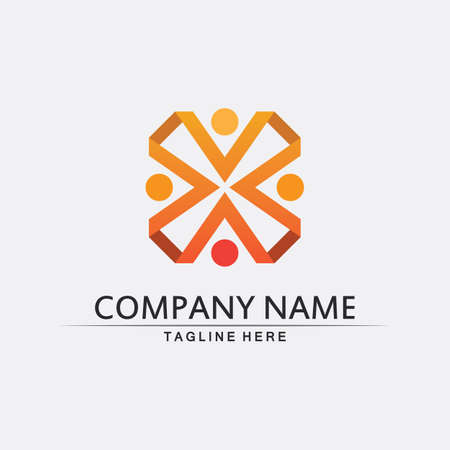 Community logo people work team and business vector logo and design group familyのイラスト素材