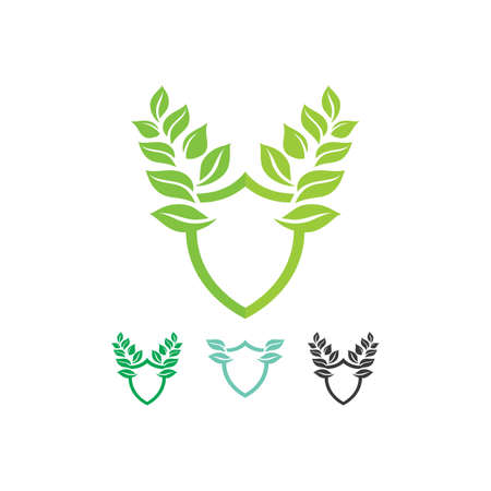 LEAF AND NATURE TREE   FOR BUSINESS VECTOR GREEN PLANT ECOLOGY DESIGN ICONのイラスト素材
