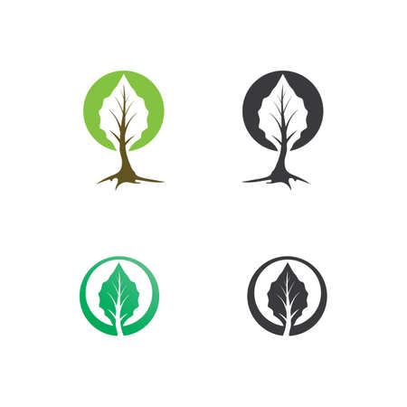 LEAF AND NATURE TREE   FOR BUSINESS VECTOR GREEN PLANT ECOLOGY DESIGN ICONのイラスト素材