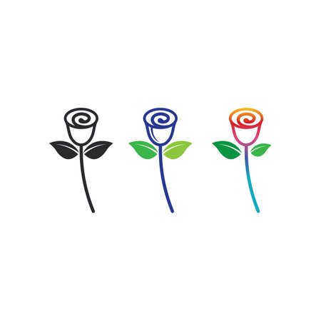 flower set vector   and design for business design garden icon nature and beauty blossomのイラスト素材